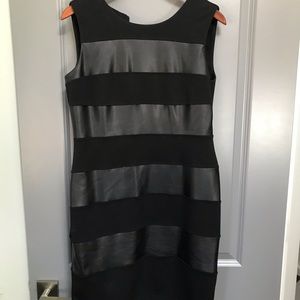 Black Calvin Klein leather stripe dress